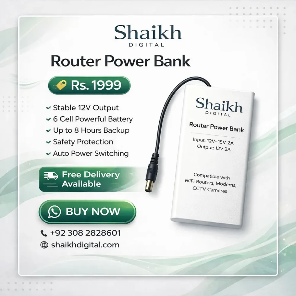 12V Router Power Bank 8 Hours Backup for WiFi Routers Modems and CCTV